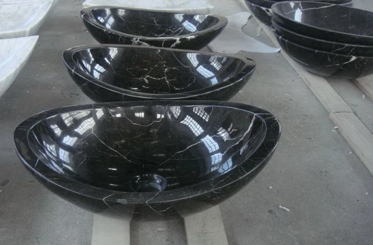 Black Marquina Marble Sink Basin--More veins