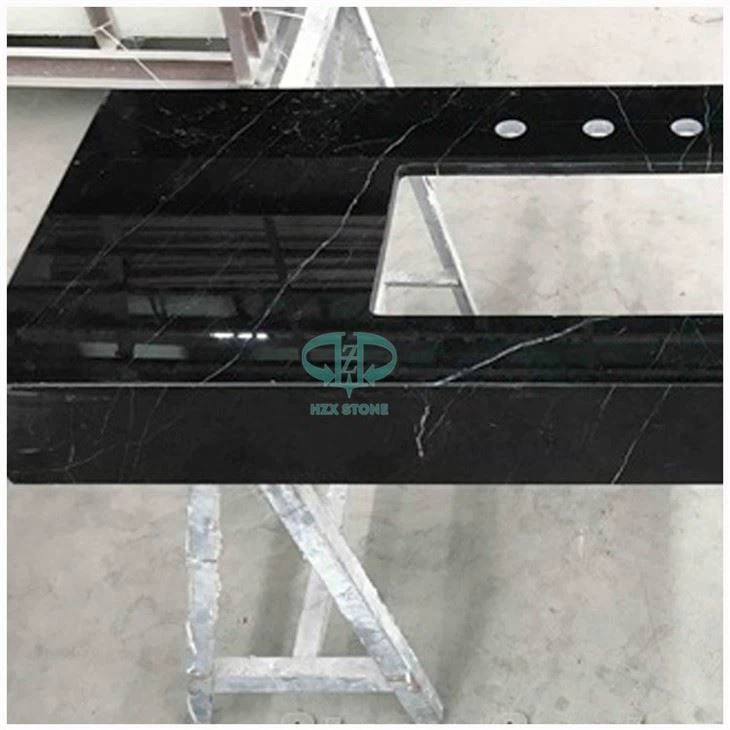 Nero Marquina Black Marble Bathtroom Top