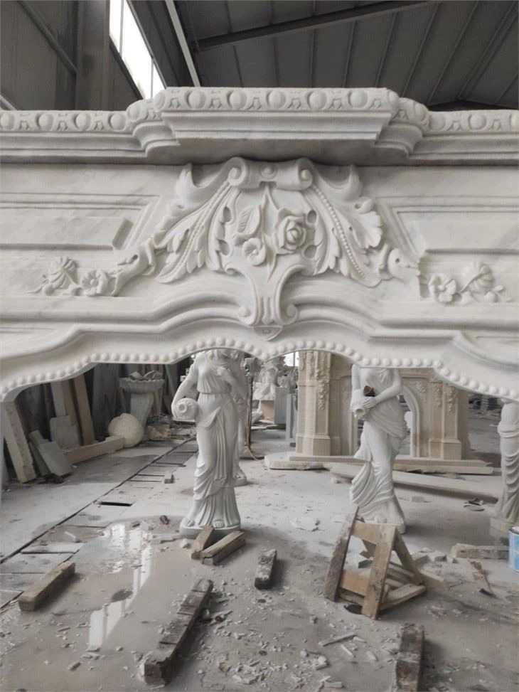 Carrara White Marble Fireplace
