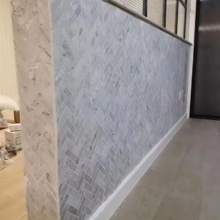 Carrara White Zigzag Mosaic Tiles